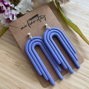 Speckled Purple Clay Arch Dangle Earrings